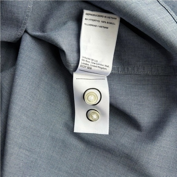 Untuckit Shirt Mens Medium Blue Pio Cesare WF Button Down Wrinkle Free Preppy - Picture 7 of 12